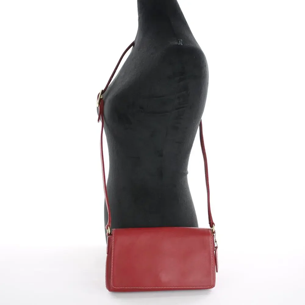 Coach Vintage Legacy West Demi Flap Red Slim Leather Crossbody Bag